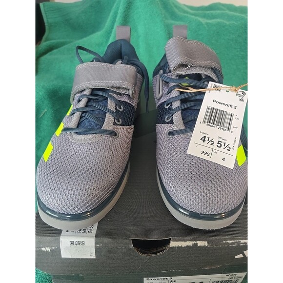Adidas Powerlift 5 Weightlifting Shoes Grey Green Sz 4.5 Men/5.5 Women